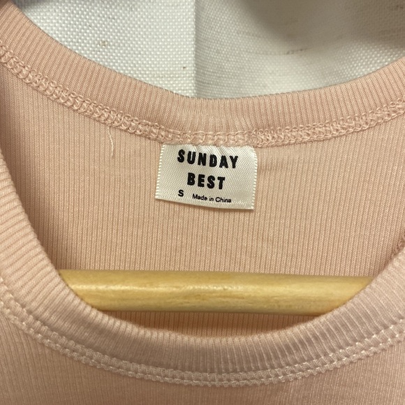 SUNDAY BEST Pink Crop Racer-Back Ribbed Tank S - Picture 2 of 5